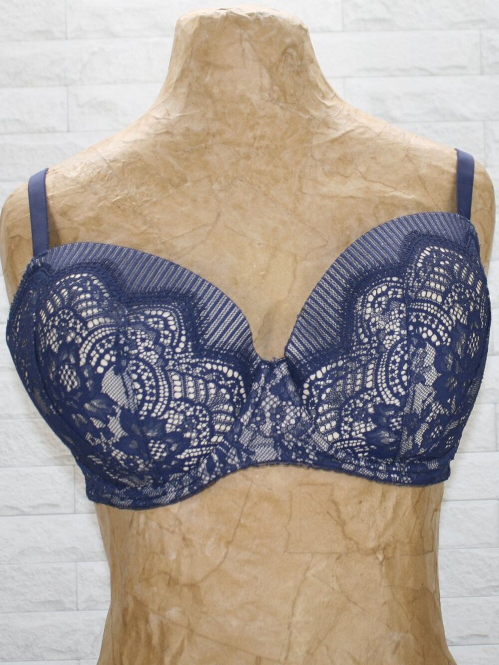 VICTORIA'S SECRET Dream Angels Lined Demi Bra Blue Lace Overlay 36DDD